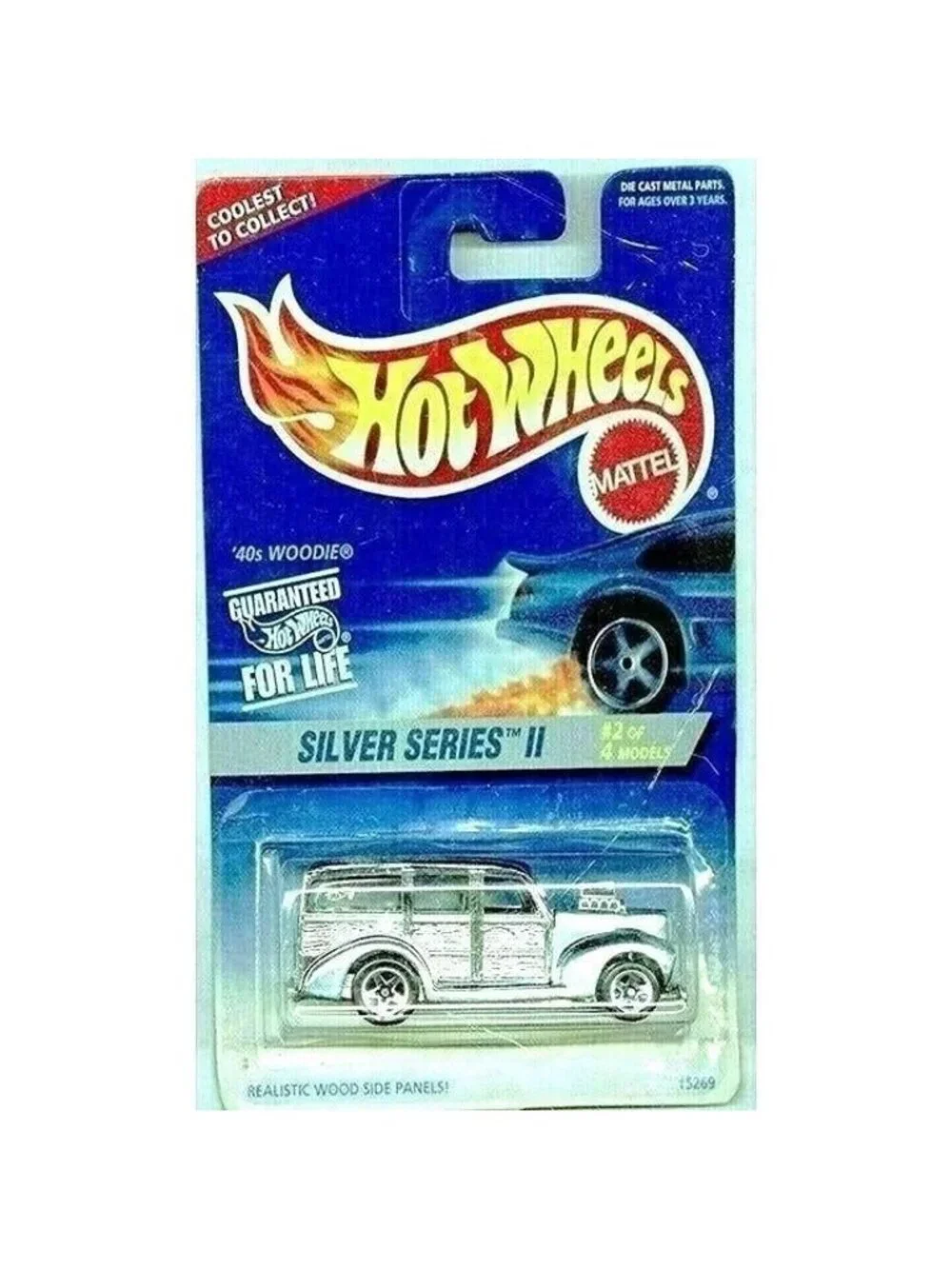 Vintage Die Cast Hot Wheels 1996 '40s Woodie #421 Ford 2/4 Silver Series II 1:64